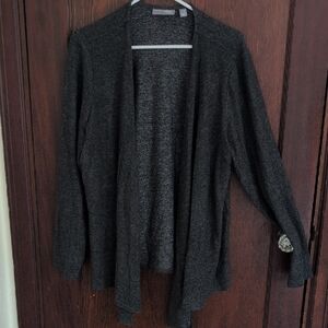 Susan Graver Lifestyle Super Soft Dark Gray Open Front Long Sleeve Cardigan XL